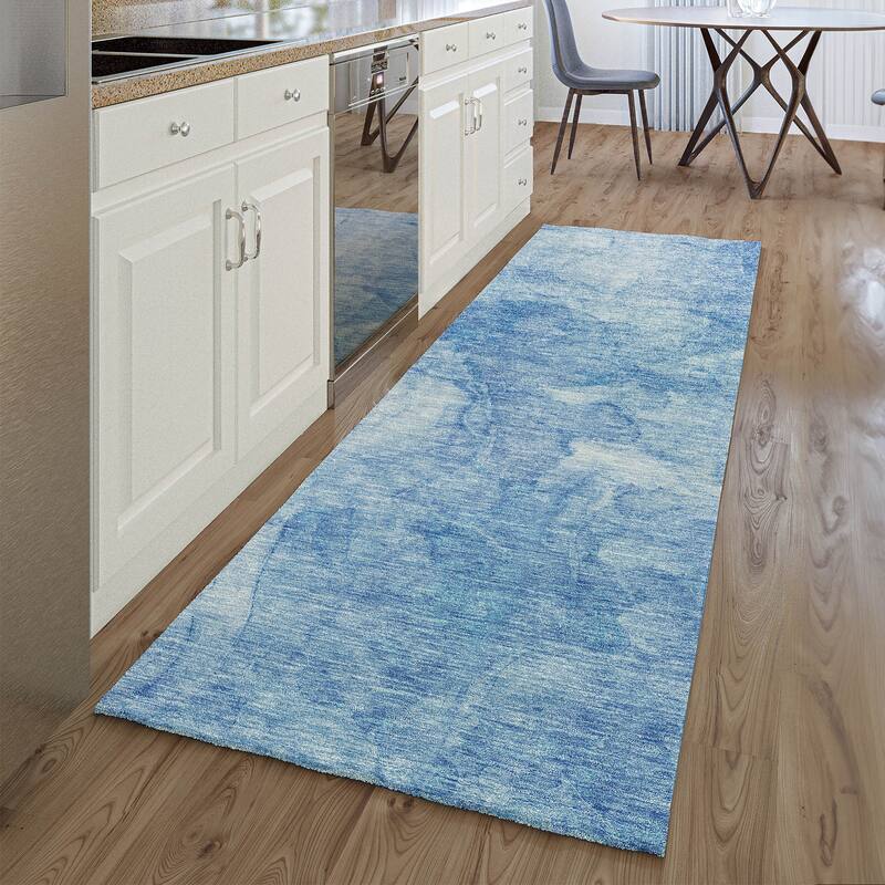 Premium Washable Super Soft Contemporary Marble Mayfield Rug - Blue - 2' 3" x 7' 6" - Runner