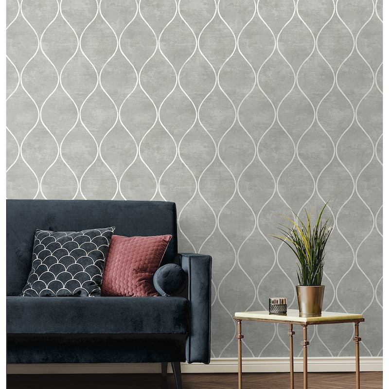 Seabrook Designs Ellisse Geometric Vertical Ogee Non-Woven Unpasted Wallpaper
