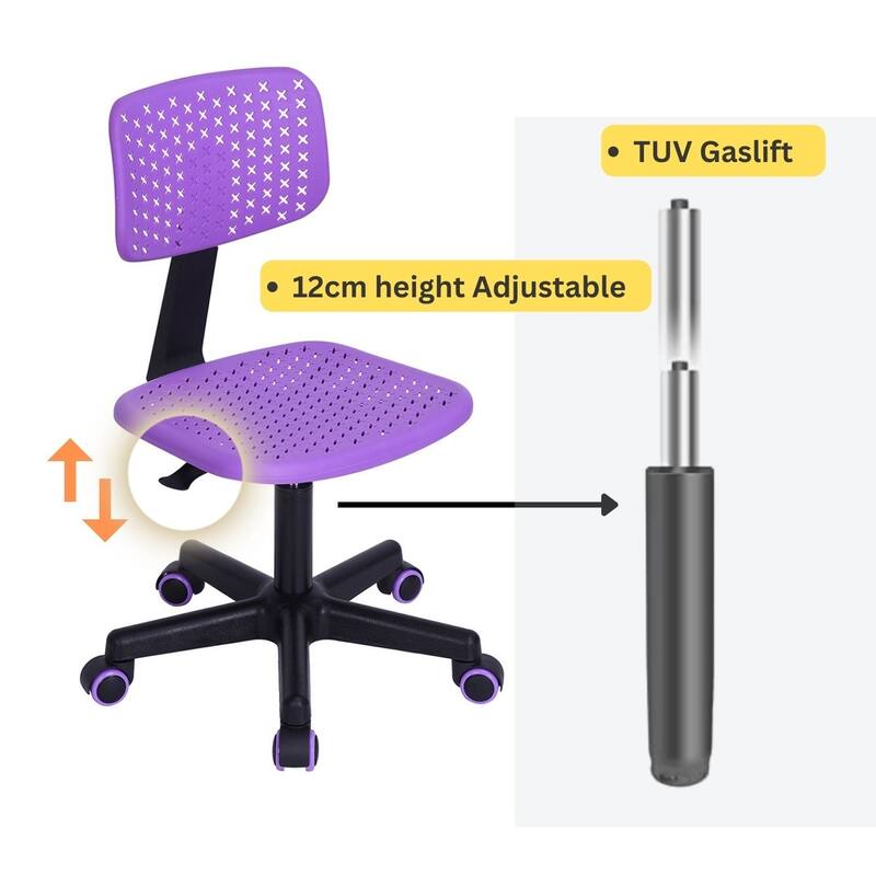 HomyLin Plastic Adjustable Rolling Kids Study Desk Chair Armless