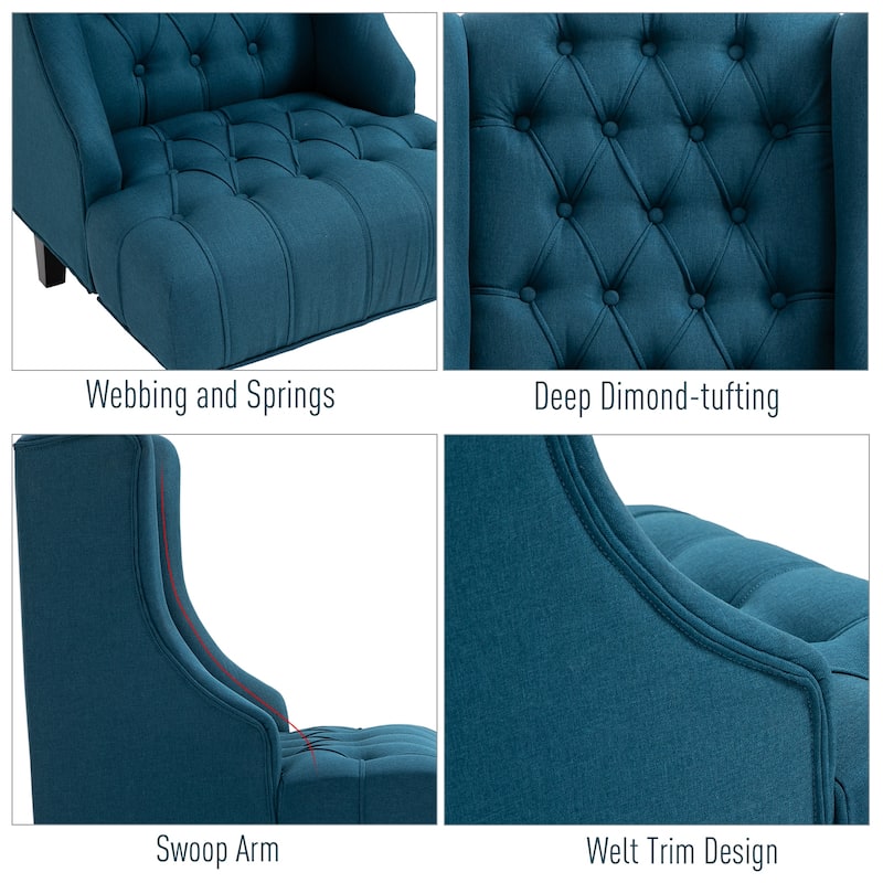 Copper Grove Erin Tufted Linen Upholstered Tall Wingback Accent Chair