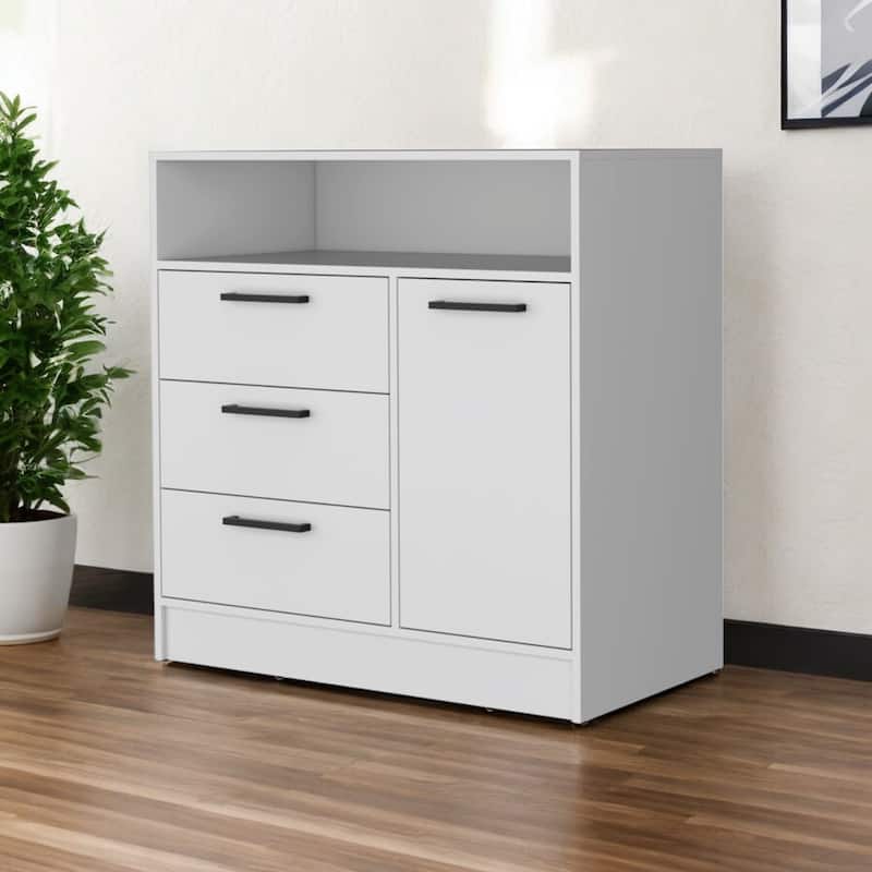 HomeRoots 35" White Three Drawer Dresser - 3-drawer