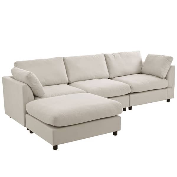 Roomfitters Upholstery Convertible Sectional Sofa, L-Shaped Couch with Reversible Chaise for Modern Living Rooms