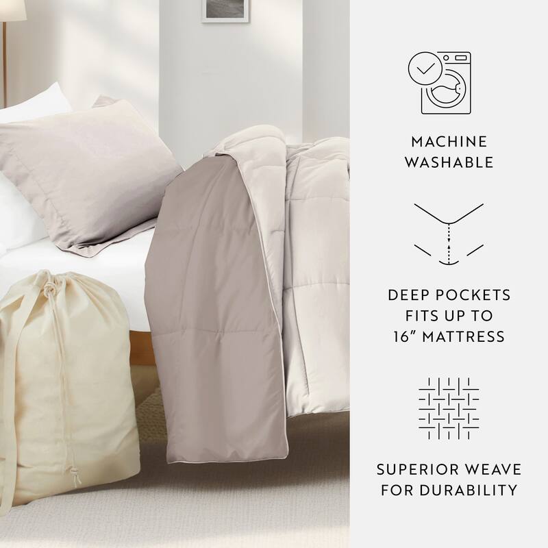 8pc Twin XL Solid Dorm Bedding Bundle