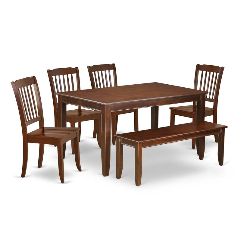 East West Furniture Dining Room Furniture Set- a Rectangle Kitchen Table and Dining Chairs, Mahogany (Pieces Options)