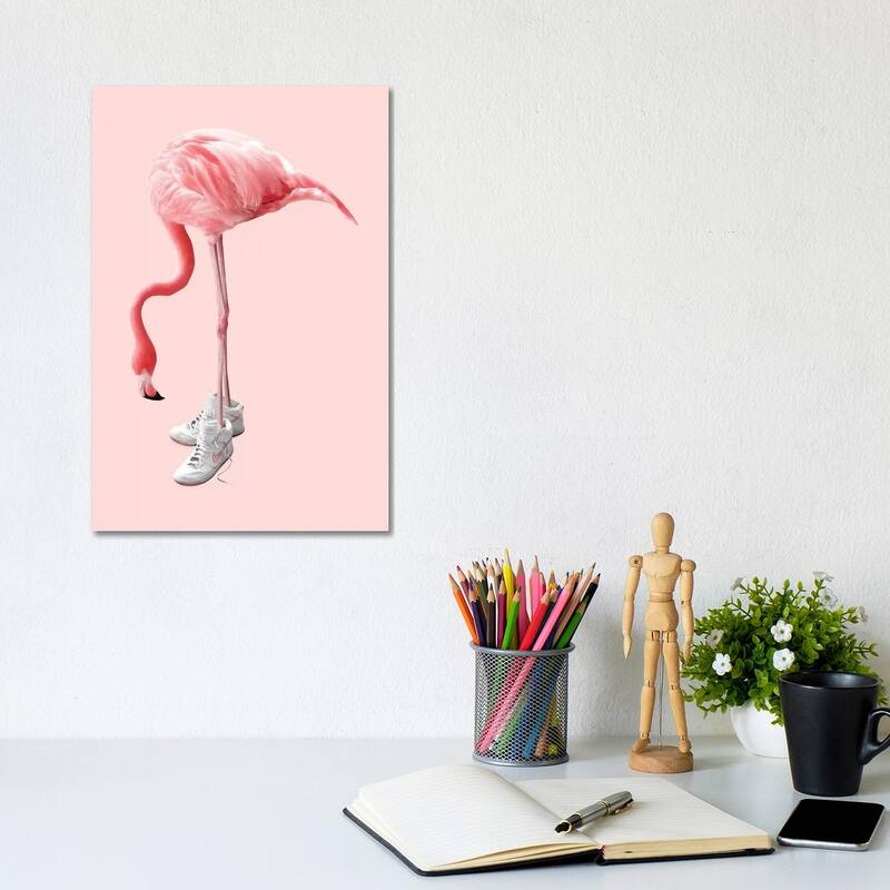 iCanvas "Sneaker Flamingo" by Jonas Loose Canvas Print - 12x8x0.75