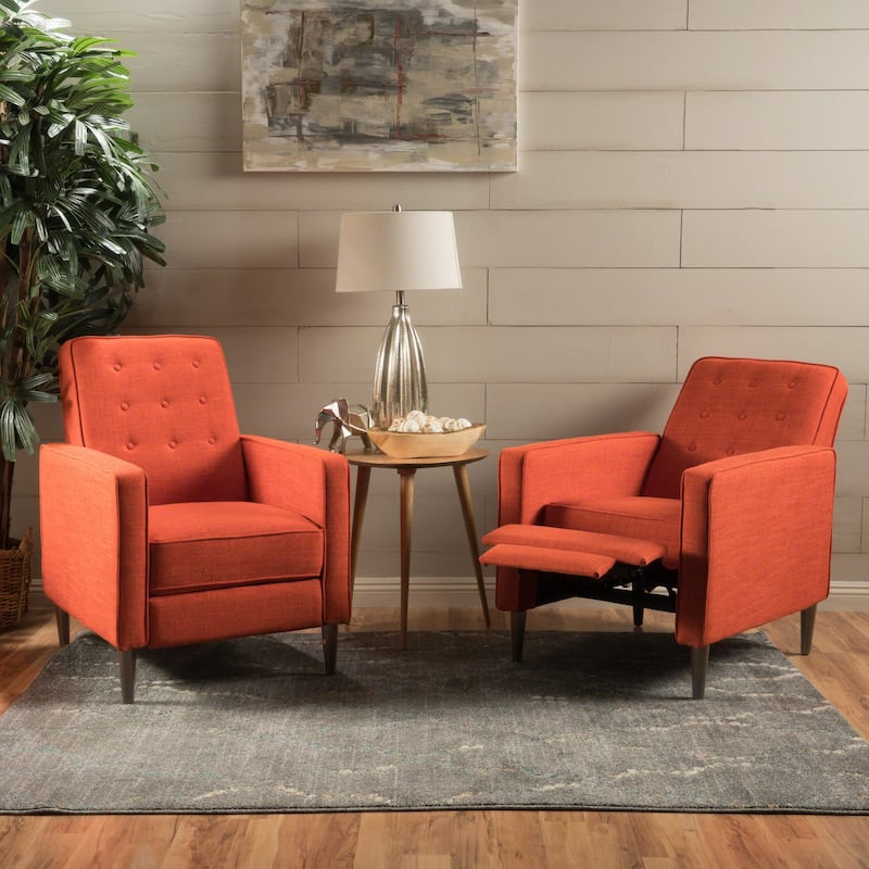 Mervynn Mid-century Tufted Recliners (Set of 2) by Christopher Knight Home - Orange