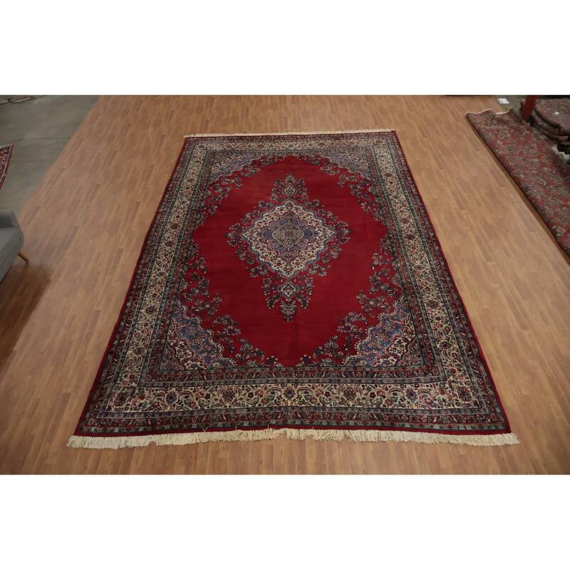 Hand Knotted Oriental 100% Wool Carpet Traditional Floral Red Shahbaft Area Rug - 17' 0'' X 11' 3''