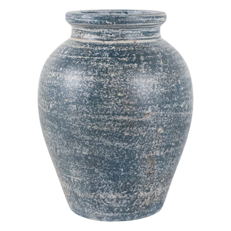 Handcrafted Terracotta Pottery Vase with Amphora Shape and Handles