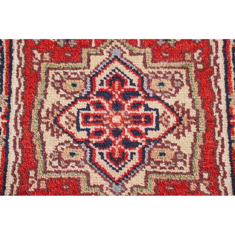 Geometric Red Heriz Serapi Oriental Area Rug Handmade Wool Carpet - 2'0"x 3'0"