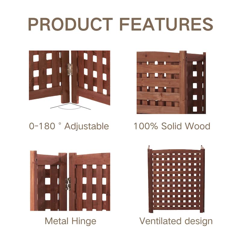 3-Panel Outdoor Air Conditioner Fence Screen, Outside Wood Privacy Fence, 32" W x 38" H