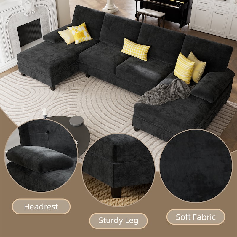 106'' Sectional Sofa with Thick Cushions for Living Room