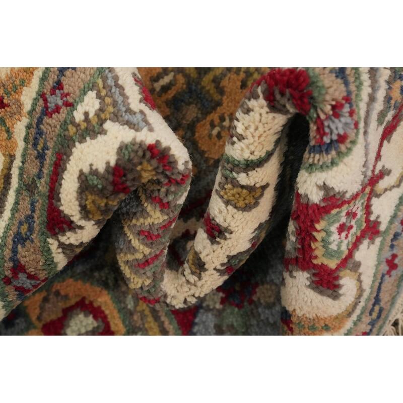 Hand Knotted Oriental 100% Wool Carpet Traditional Medallion Greys & Charcoal Heriz (serapi) Area Rug - 6' 1'' X 4' 0''