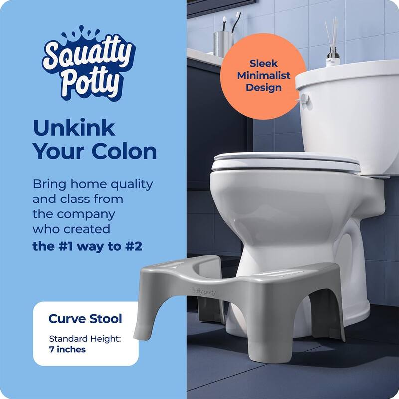 Squatty Potty The Original Bathroom Toilet Stool, 7 Inch Curve Lightweight with Sleek and Modern Design, Gray