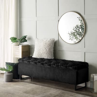 Lilliana Upholstered Velvet Storage Bench For Living Room