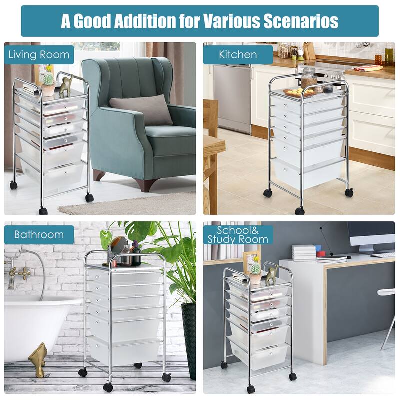 Costway 6 Drawer Rolling Storage Cart Scrapbook Paper Office Organizer - See details