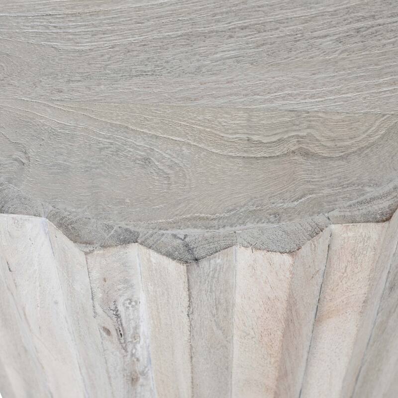 White Sand Tall Mango Wood Round Side Table