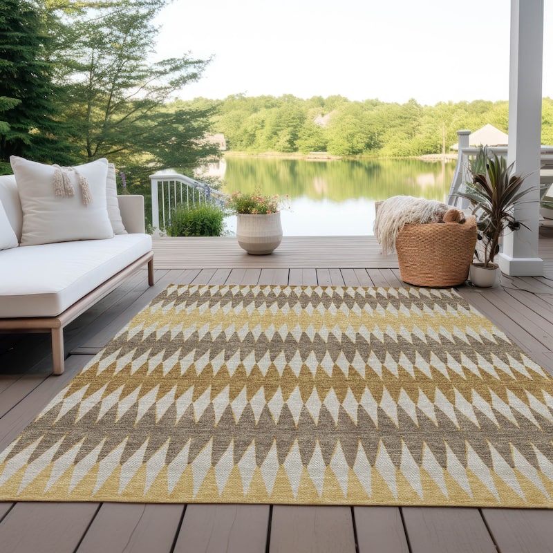 Machine Washable Indoor/ Outdoor Chantille Contemporary Rug - Chocolate - 9' x 12'