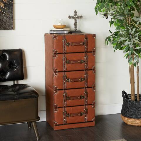 Brown MDF Traditional Chest 35 x 16 x 14 - 35.13 x 16.38 x 13.50