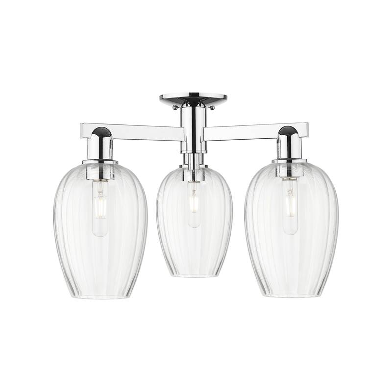 Innovations Lighting Downtown Urban - Preston - 3 Light 24" Flute Shade Semi-Flush Mount