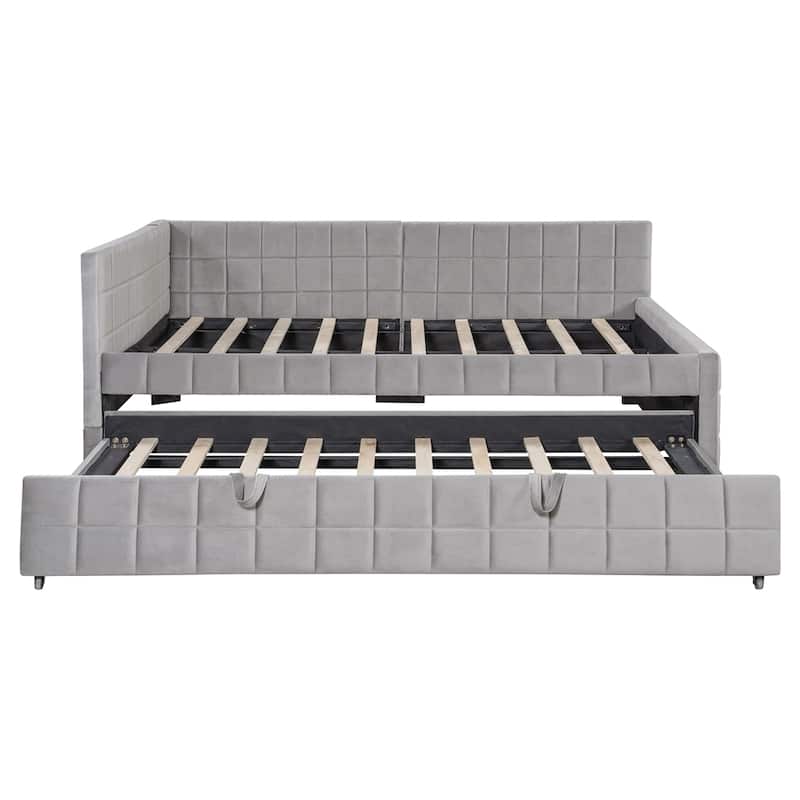 Full Size Upholstered L-Shaped Upholstered Daybed with Trundle