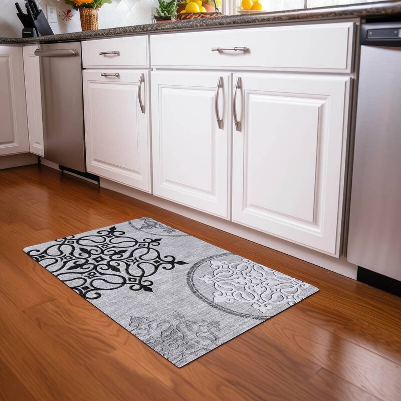 Premium Washable Super Soft Transitional Scroll Mayfield Rug - Gray - 1'8" x 2'6"