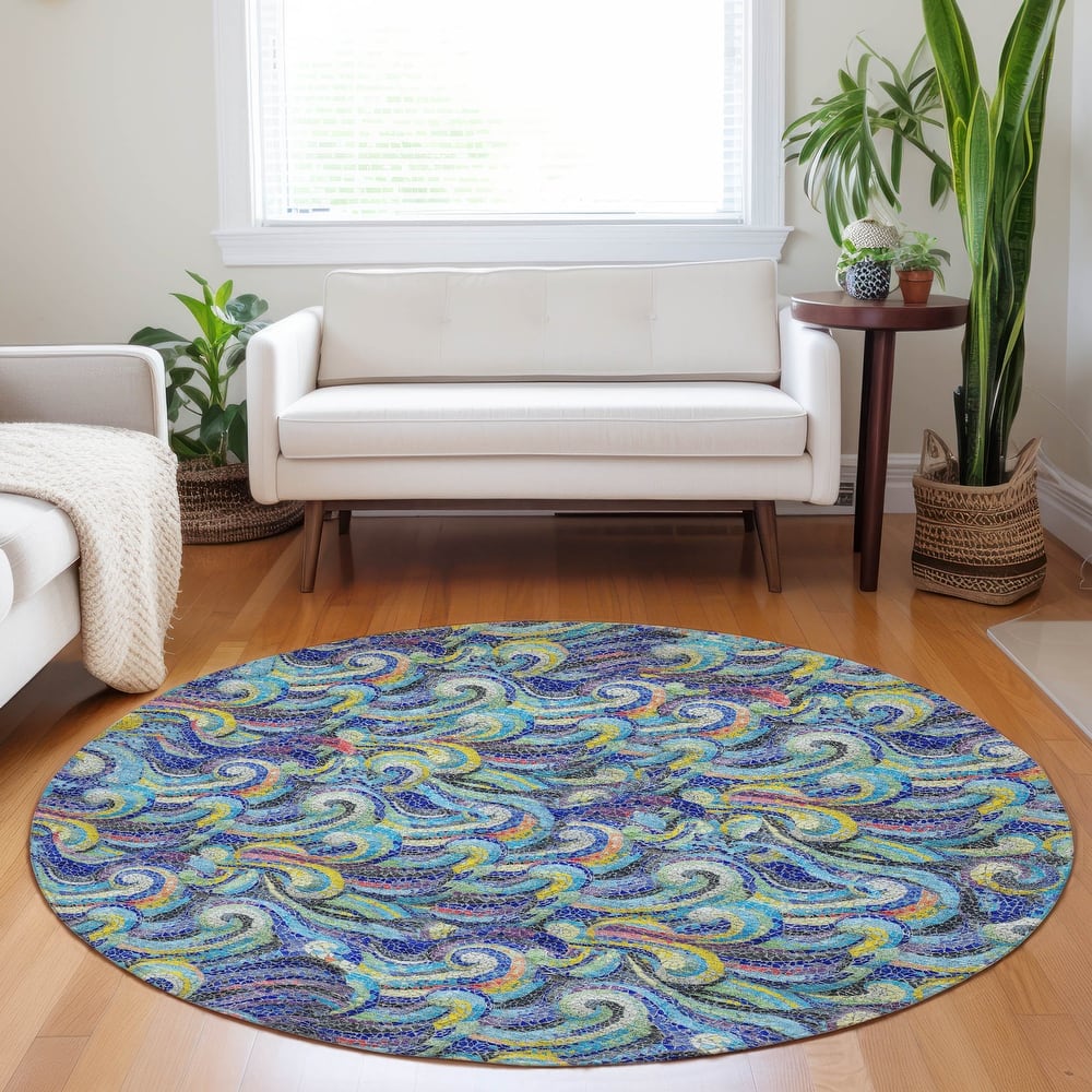Premium Washable Super Soft Contemporary Mosaic Wave Mayfield Rug
