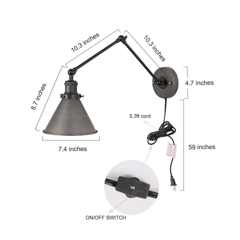 Modern Farmhouse Transitional 1-light Swing Arm Lights Wall Sconces Lamp