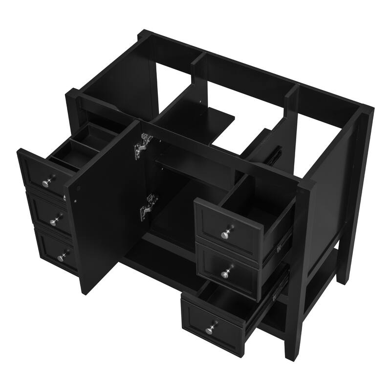 36 Inch Bathroom Vanity without Sink, Freestanding Storage Cabinet with 3 Drawers and Open Shelf