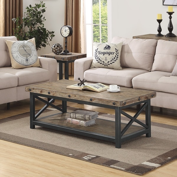 Homestyles Carpenter Brown Wood Rectangular Coffee Table 49" x 18" x
