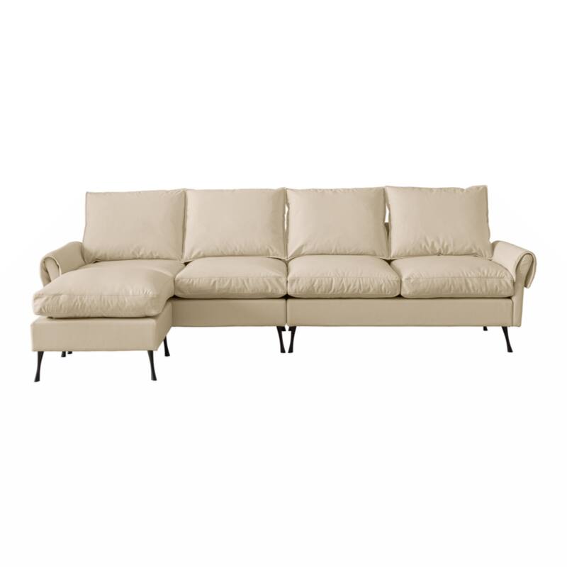 104.5"Modern Technical leather L-Shaped Sofa Couch with Convertible Ottoman