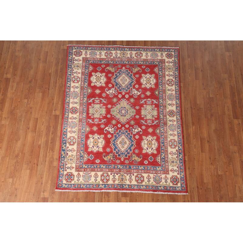 Traditional Kazak Area Rug Handmade Living Room Wool Carpet - 4'11" x 6'5"