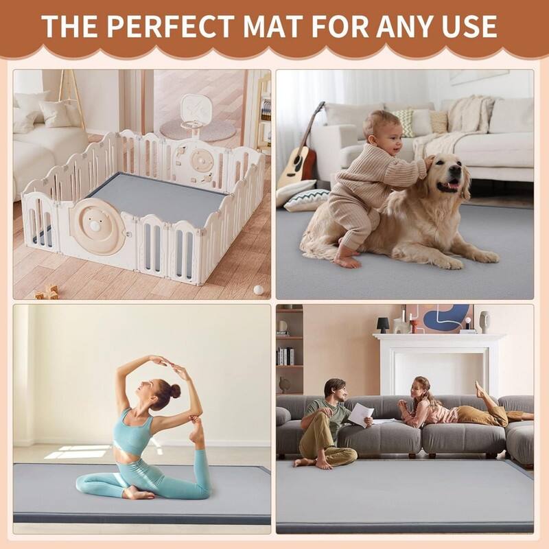 Baby Play Mat for Floor with 1.4in Thick Memory Foam for Any Playroom