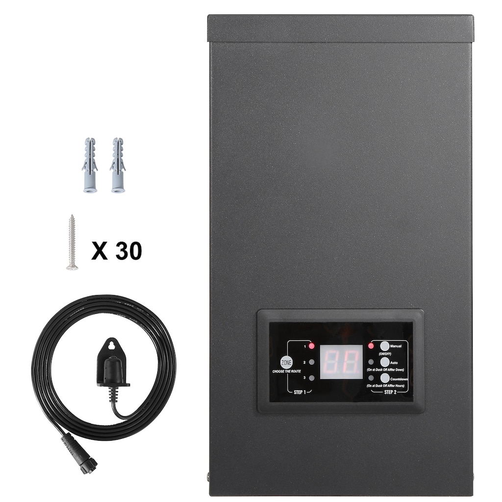 Landscape Transformer, Timer & Photocell Sensor Equipped, Weatherproof Outdoor Lighting Converter, Ideal for Exterior - Black