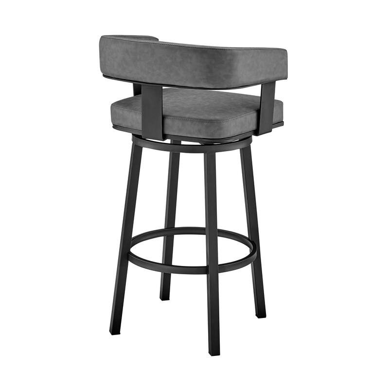 Lorin Upholstered Swivel Counter/Bar Stool in Faux Leather with Arms