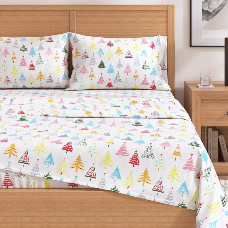 Linery & Co. Christmas Turkish Cotton Double-Brushed Flannel Bed Sheet Set