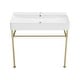 preview thumbnail 64 of 68, Claire Ceramic Console Sink White Basin Gold Legs