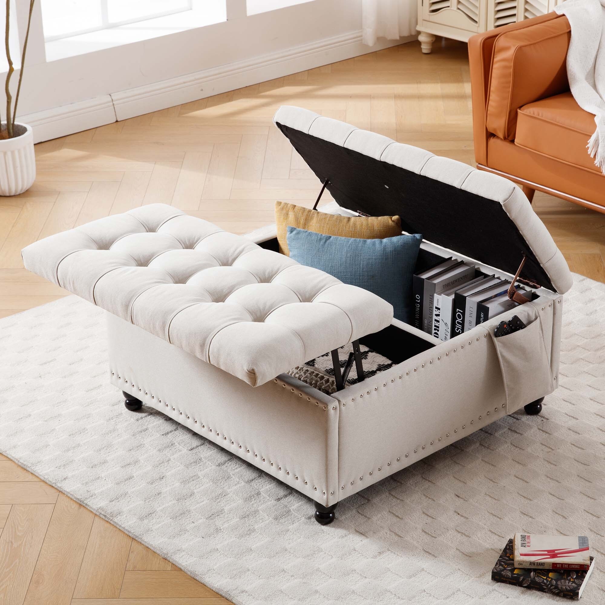 Large padded ottoman discount