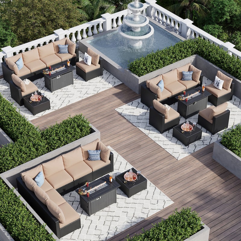 Wicker Rattan Patio Sectional Sofa Set