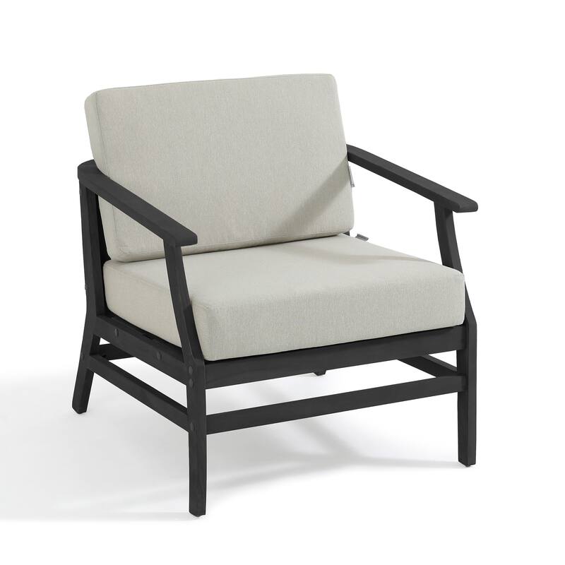 Outdoor Teak Wood Club Chairs with Cushions (Set of 2)