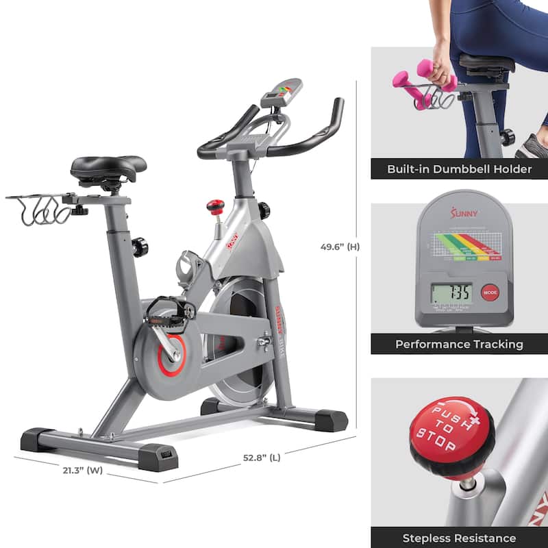 Smart Indoor Cycling Magnetic Resistance Exercise Bike SF-B123033 - Grey - 52.8 x 21.3 x 49.6 inches
