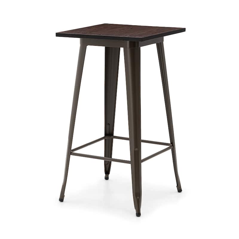 Glitzhome 41"H Industrial Modern Square Wood Top Bar Height Pub Tables