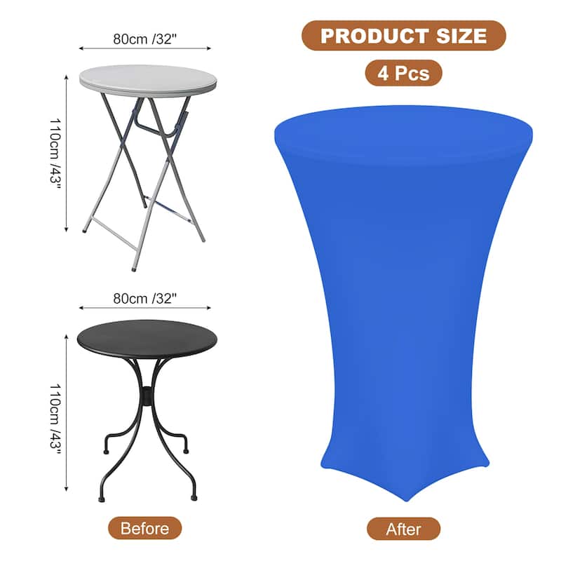 4pcs Cocktail Tablecloth Spandex Stretch Table Cover - Blue - 32" x 43"