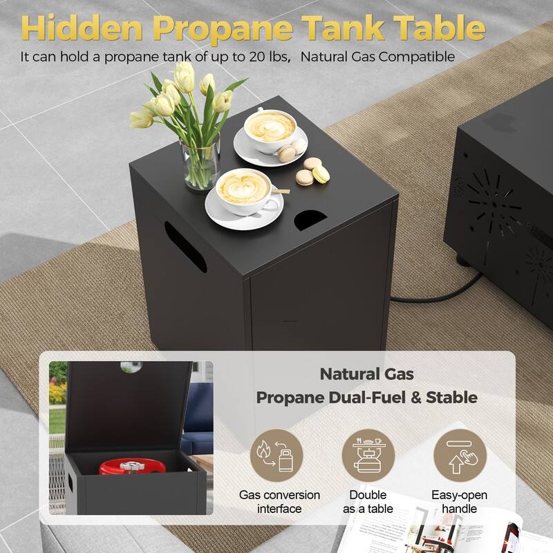 FINCATI 42'' Moon Rabbit-inspired Propane Fire Pit Table, 50,000 BTU Backyard Firepit Natural Gas Fire Table Outdoor
