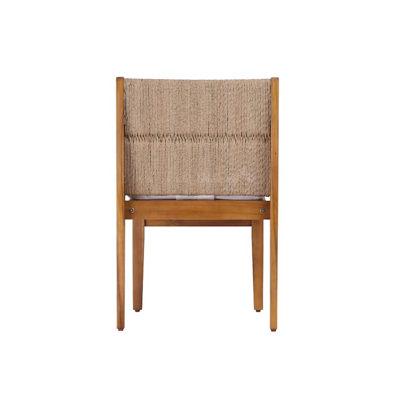 Christopher Knight Home - Modern Acacia Outdoor Dining Set with Cushioned Armless Chairs & 69" Dining Table with Umbrella Hole