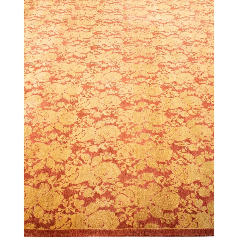 Overton Hand Knotted Wool Vintage Inspired Traditional Mogul Pink Area Rug - 8' 3" x 10' 1"
