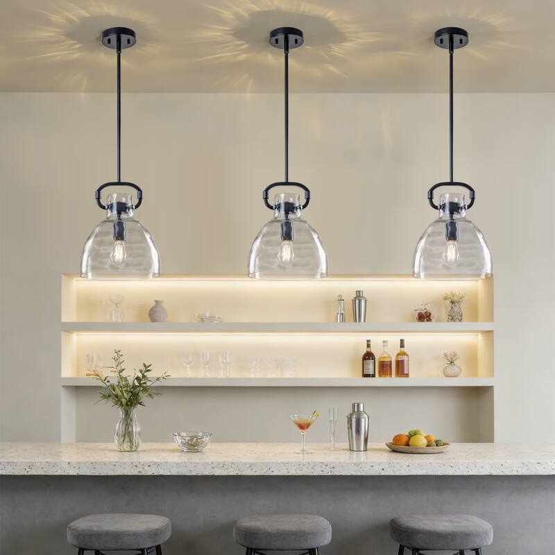 Skystar 1 - Light Single Pendant With Clear Hammered Glass Shade