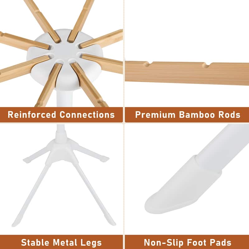 Gymax 4 Legs Clothes Drying Rack w/8 Bamboo Hanging Rods 40 Hanger