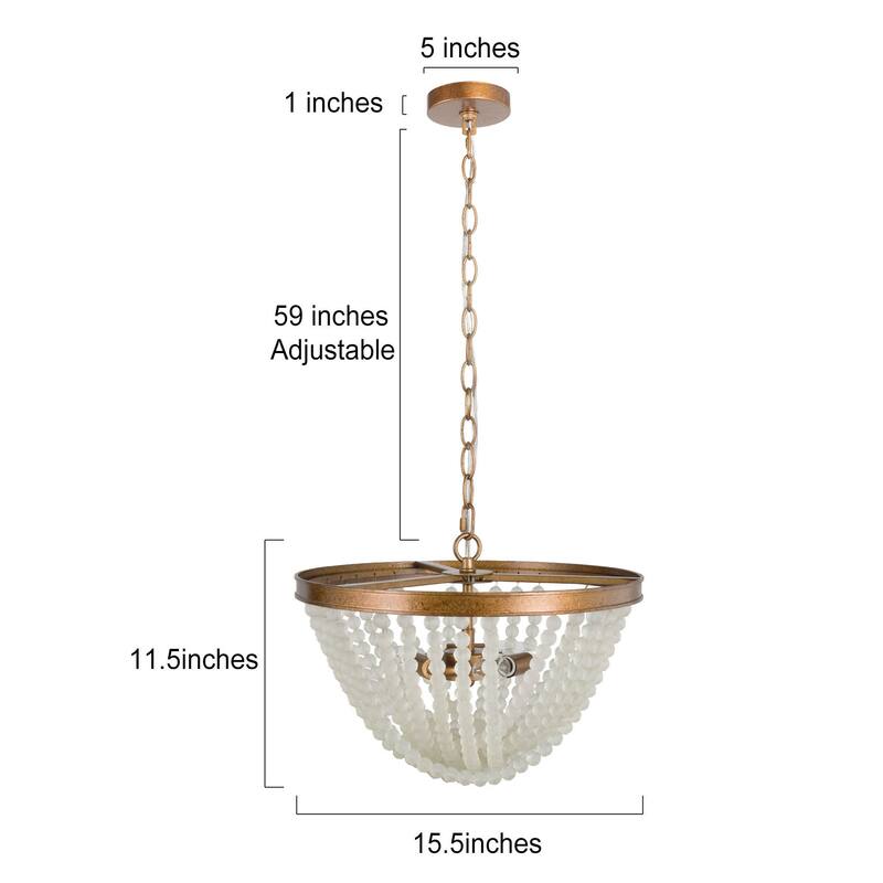 Mid-century Modern Boho 3-light Glass Beads Chandelier