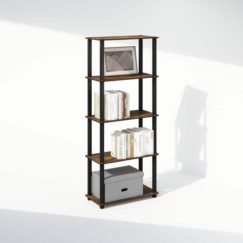 3 Tiers Wood Household Shelving Unit in Pine/Black (23.6 in. W x 29.5 in. H x 11.4 in. D), Set of 2 - 23.6