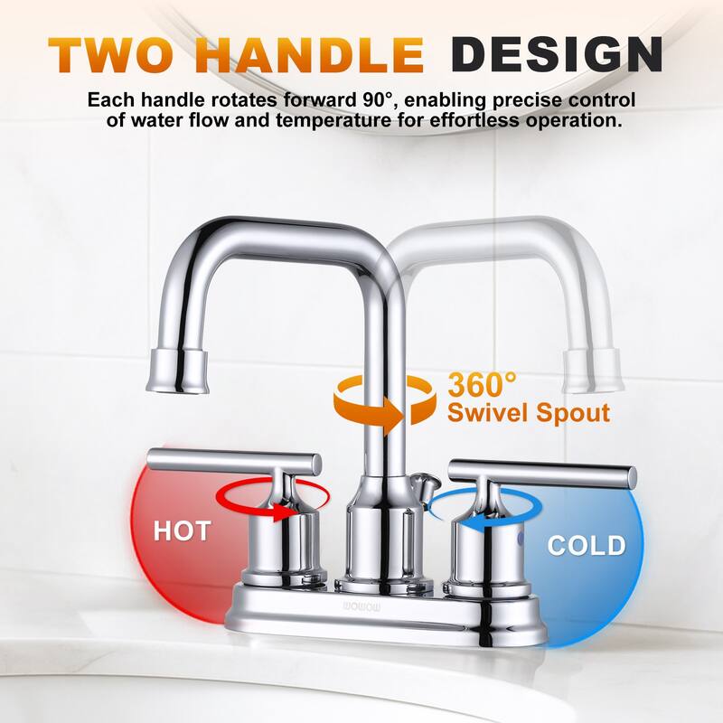 WOWOW 4 in. Centerset Double Handle Bathroom Faucet